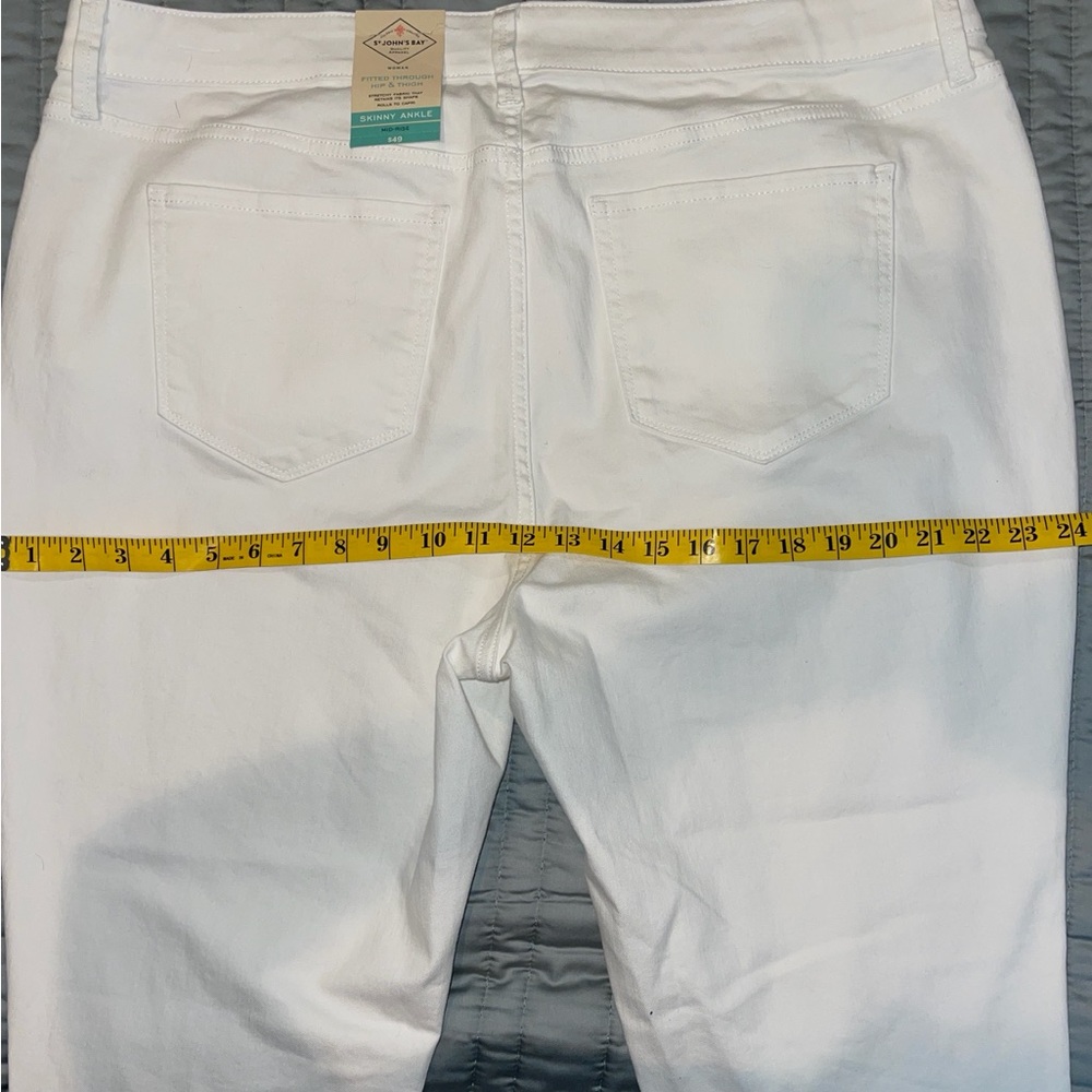 St. John's Bay White Skinny Leg Jeans / Pants-2 Pair (1 NWT) Size 20W - Picture 5 of 10